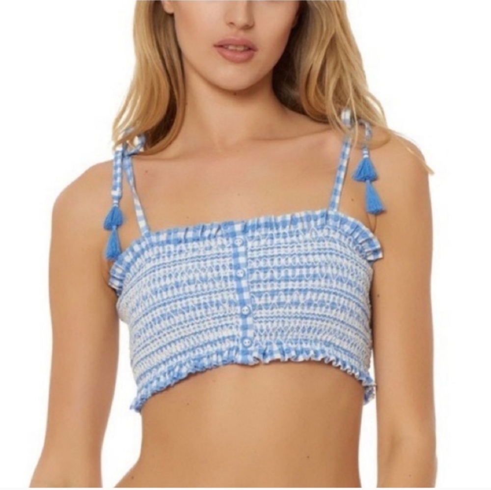 Red Carter Blue and White Tassel Bikini Top